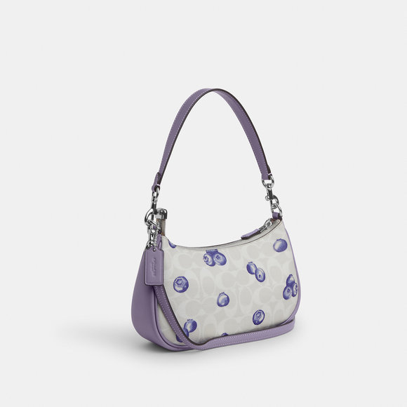 NWT Coach Outlet Teri Shoulder Bag In Signature Canvas With Blueberry Print - Picture 2 of 7
